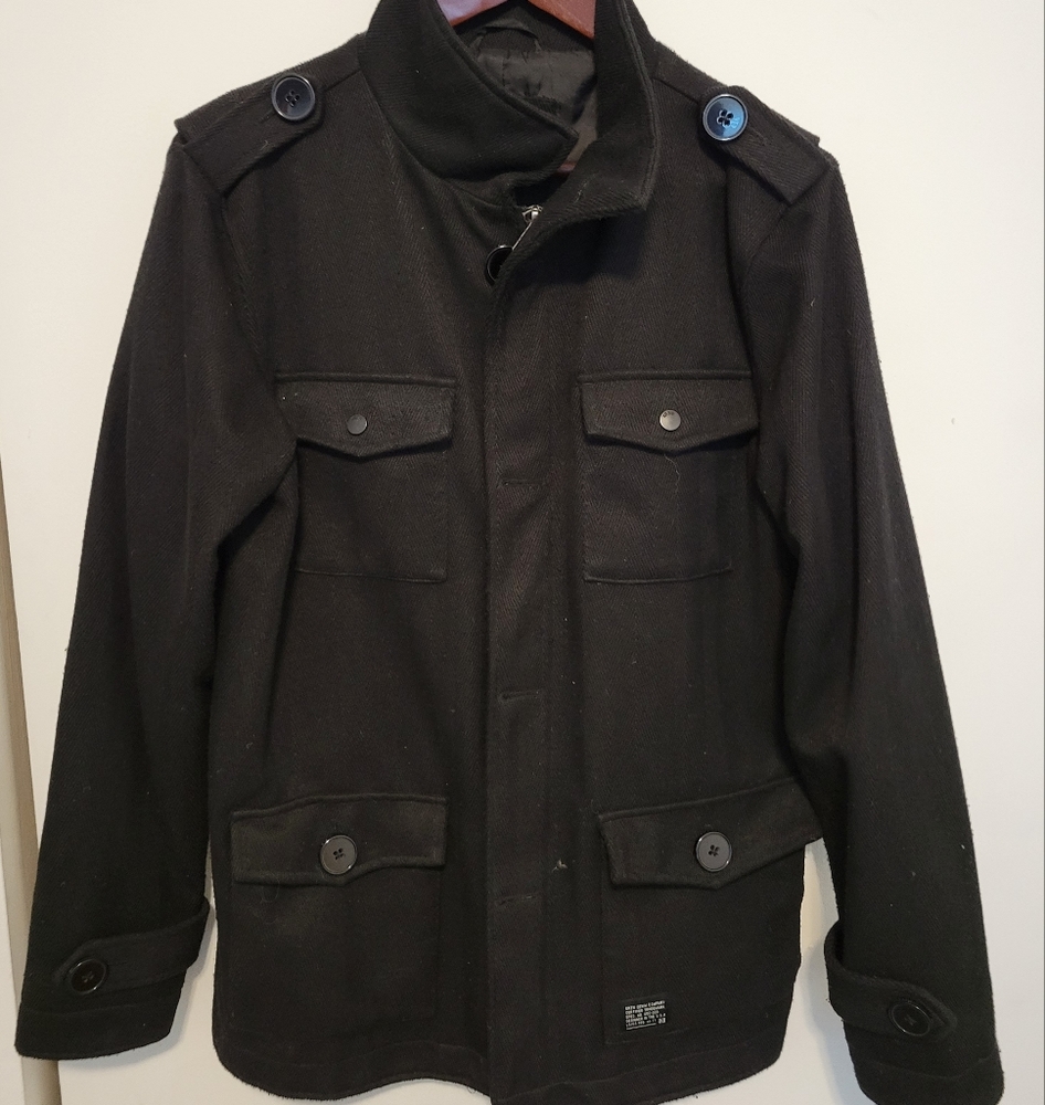 Men's wool black coat